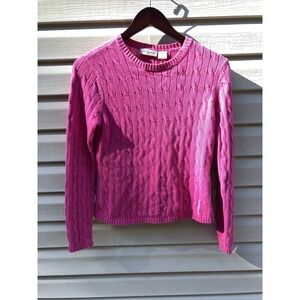 Polo Jeans Co Ralph Lauren Sweater Womens M Medium Pink Cable‎ Knit